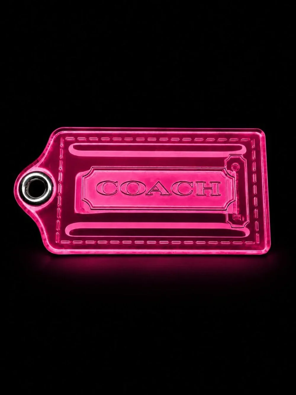 COACH POPPY Hot Pink Acrylic Hangtag Keychain Charm Rare Fob - Picture 3 of 10
